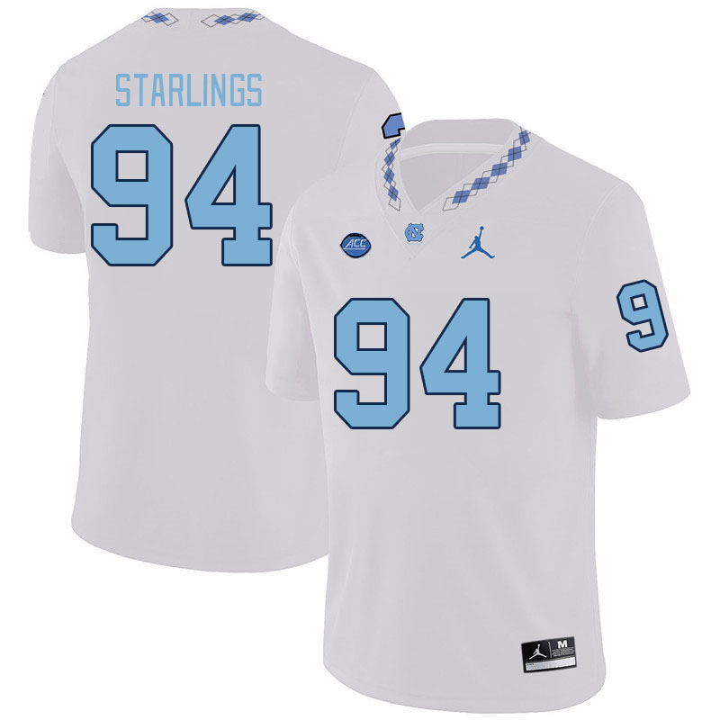 Men #94 Joel Starlings North Carolina Tar Heels College Football Jerseys Stitched Sale-White